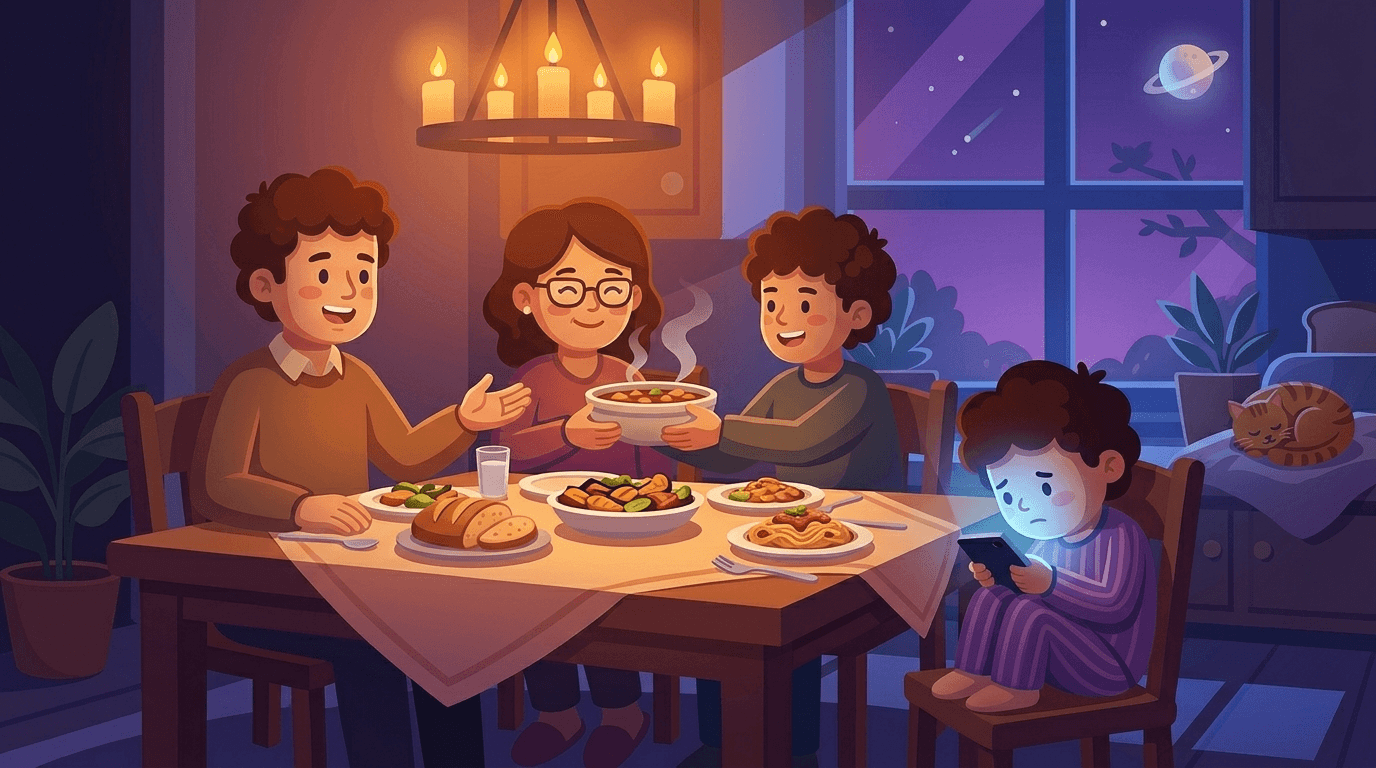 A family at the dinner table
