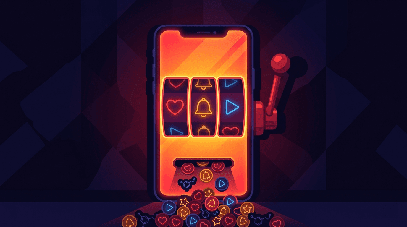 A slot machine — metaphor for variable reward mechanics used in social media